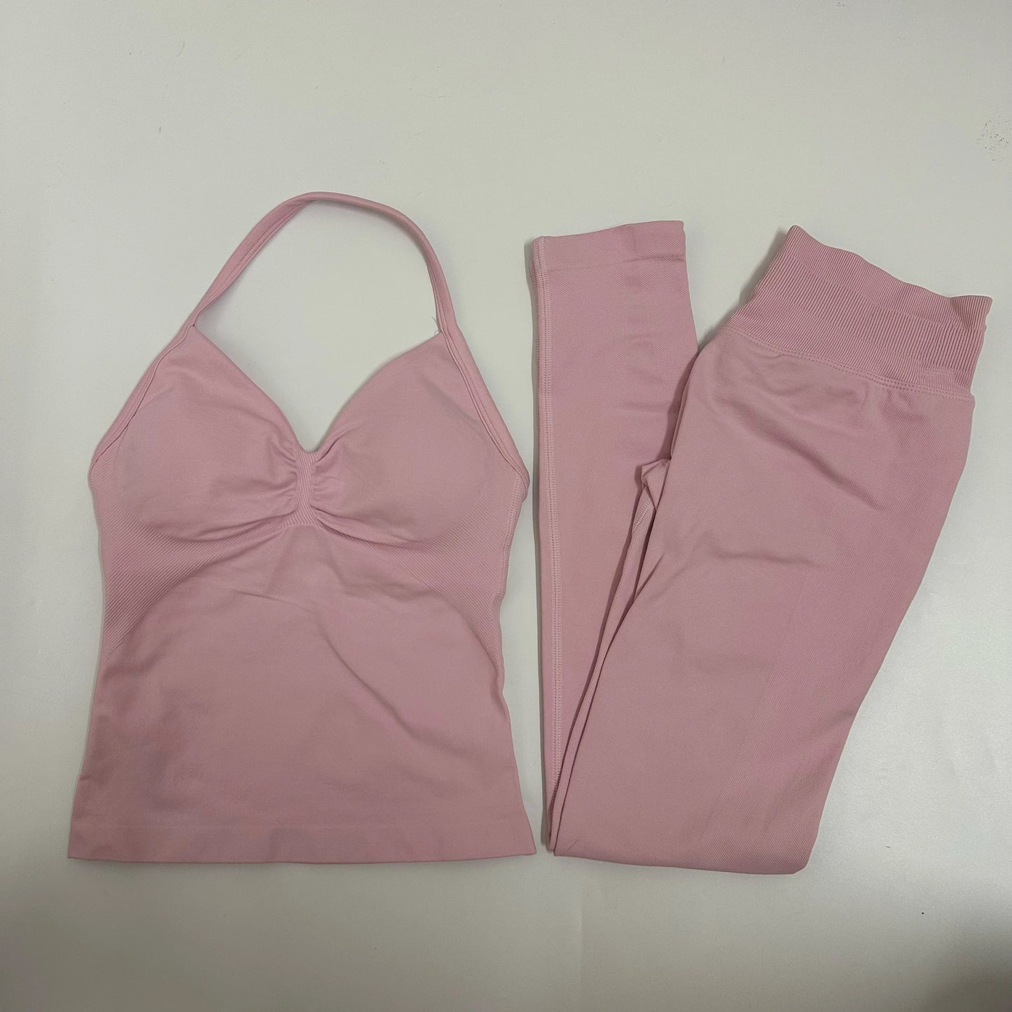 Women's 2-Piece Yoga Set – Backless Tank Top & Scrunch Leggings