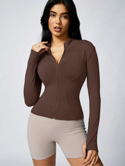 Women's Zip-Up Sports Jacket – Slim Fit Athletic Top