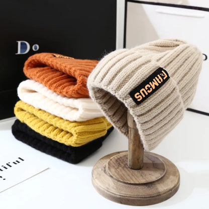 Korean Style Knit Beanie – Warm Ear Protection Winter Hat for Women