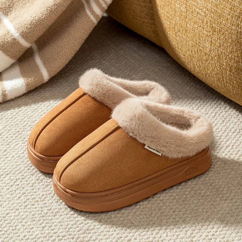 Fur-Lined Winter Slippers Anti-Slip Indoor Outdoor Shoes