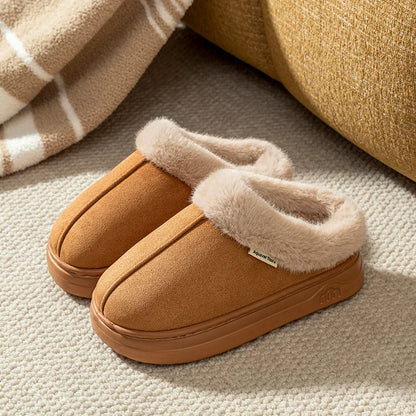 Fur-Lined Winter Slippers – Unisex Anti-Slip Indoor Outdoor Shoes