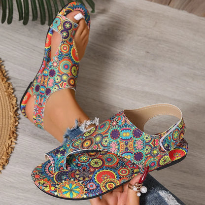 Women's Bohemian Flat Sandals – Printed Mandala Roman Style