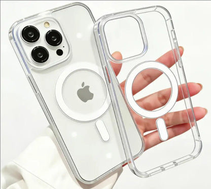 Magesafe Magnetic Transparent Wireless Charge Case Iphone 11 12 13 14 15 16 17 Air Pro Max Plus Mini