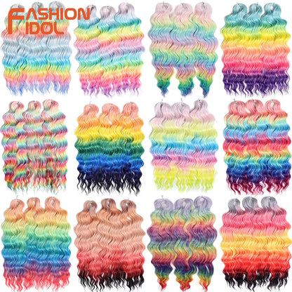 Anna 24 Inch Synthetic Hair Water Wave Braiding Extensions Ombre Blonde Deep Afro Curl Twist Crochet