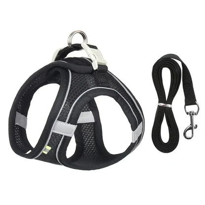 Breathable Mesh Dog Harness Vest – Adjustable No-Pull for Small Pets