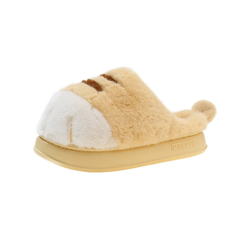 Adorable Kitty Claw Slippers Women S Home Shoes Non Slip Furry Mules Female Warm Fluffy Slides