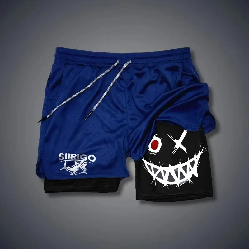 Men's 2-in-1 Graphic Print Fitness Shorts – Quick Dry Training