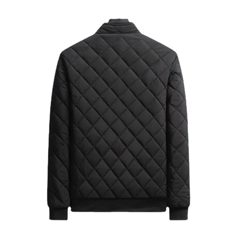 Men's Fleece-Lined Bomber Jacket – Diamond Quilted Slim Fit