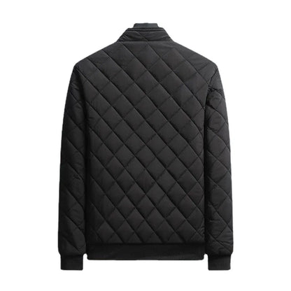 Men's Fleece-Lined Bomber Jacket – Diamond Quilted Slim Fit