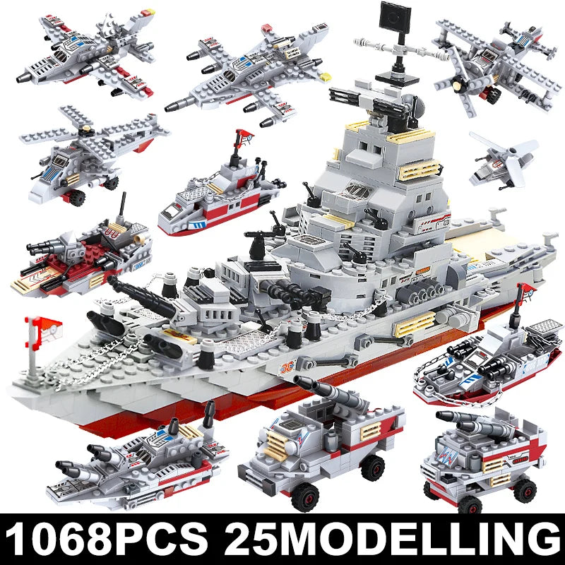 Navy Warship Building Block Model Kit – Compatible with LEGO Construction Sets