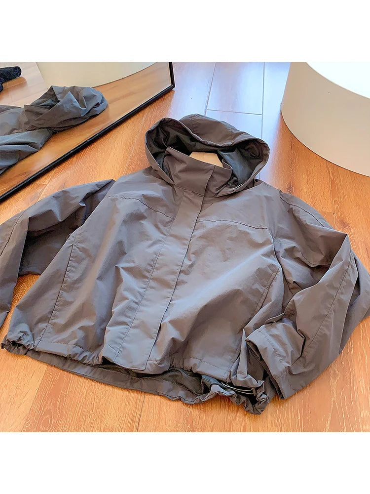 Women's Hooded Windbreaker Jacket – Windproof Outdoor Sport Coat