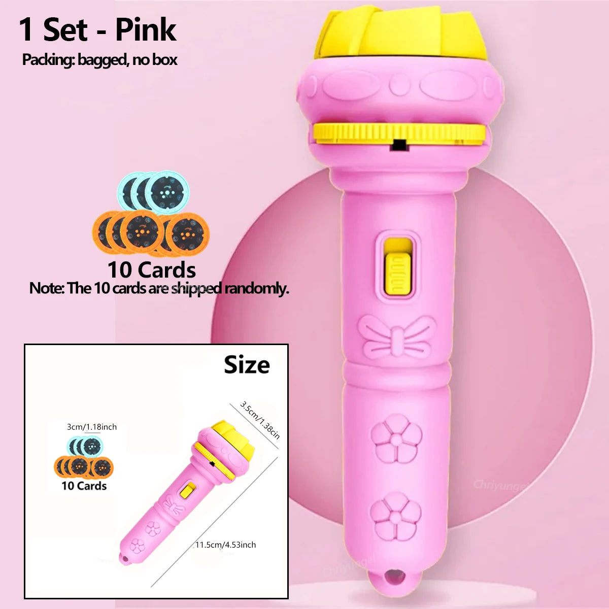 Kids Projector Flashlight – 10 Cards, 80 Patterns, Night Light
