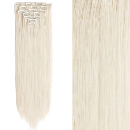 Clip-In Hair Extensions 7pcs 16 Clips Wavy Synthetic 24 Inch