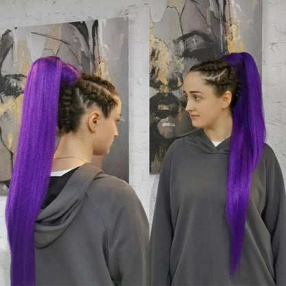 Synthetic Ponytail Extension 2-Piece Set – Long Straight with Rubber Band