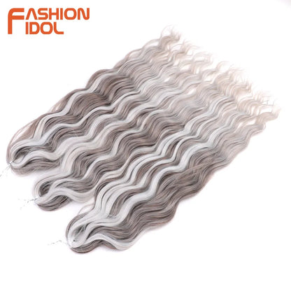 Anna 24 Inch Synthetic Hair Water Wave Braiding Extensions Ombre Blonde Deep Afro Curl Twist Crochet