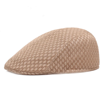Mesh Beret Flat Cap – Unisex Breathable Newsboy Hat