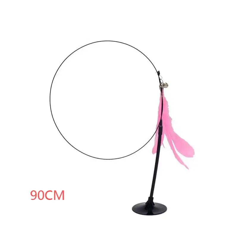 Cat Feather Wand Toy with Suction Cup Base