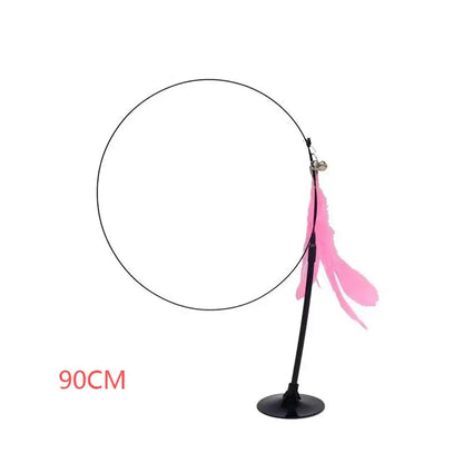 Cat Feather Wand Toy with Suction Cup Base