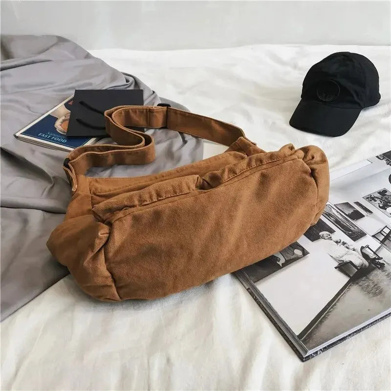 Canvas Crossbody Shoulder Bag Large Capacity Women Hobo Tote
