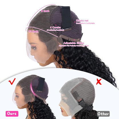 220 Raw Deep Water Wave Human Hair 13x6 Hd Curly Lace Frontal Wigs 30 40 Inch Pre Plucked Natural
