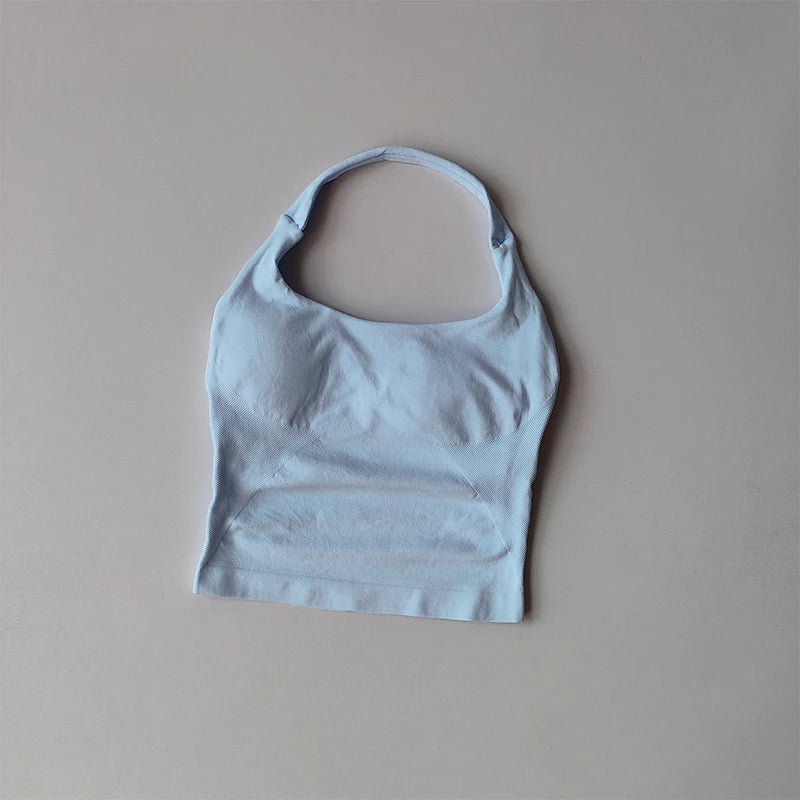 Halter Sports Bra for Women – Longline Shockproof Yoga Gym Top