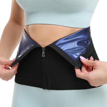 Waist Trimmer Sauna Belt – Zipper Sweat Band for Slimming