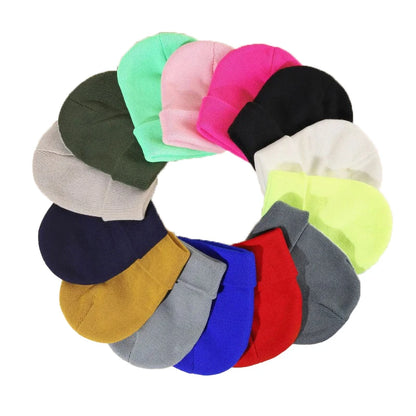 Knitted Beanie Hat – Warm Stretch Cuffed Cap for Men & Women