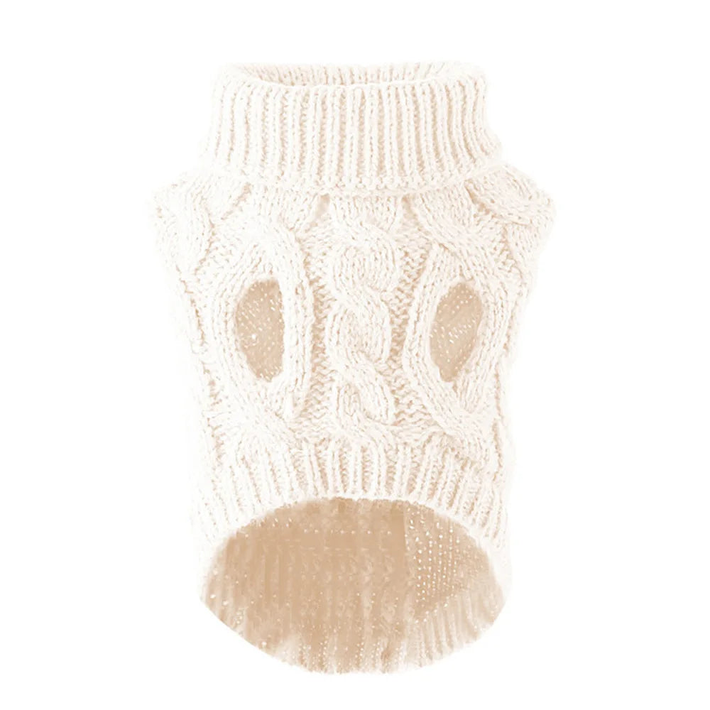 Cable Knit Dog Sweater – Warm Winter Turtleneck for Small Dogs