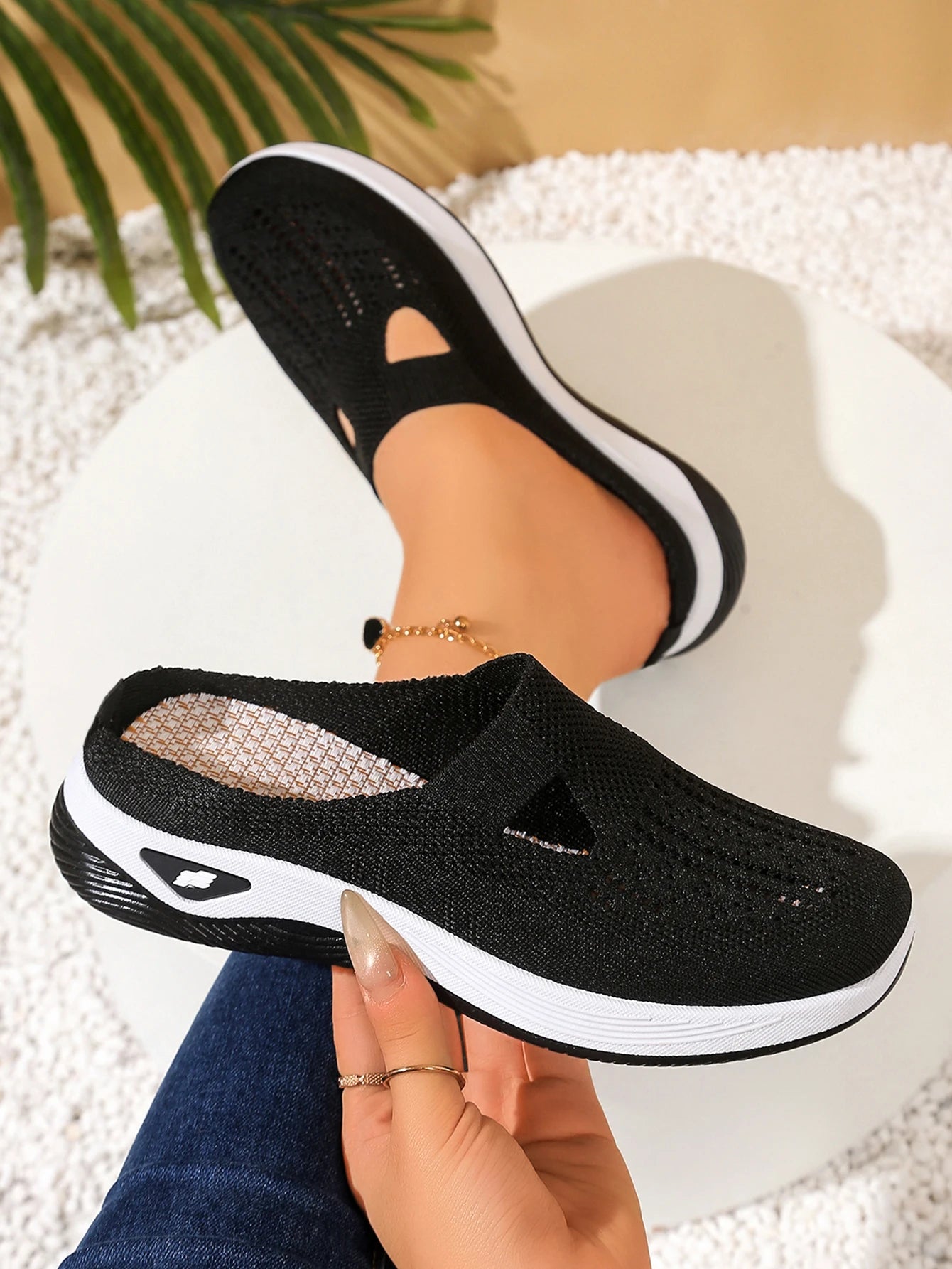 Women S Indoor Home Half Slippers Breathable Vent Design Slip Summer Casual Footwear