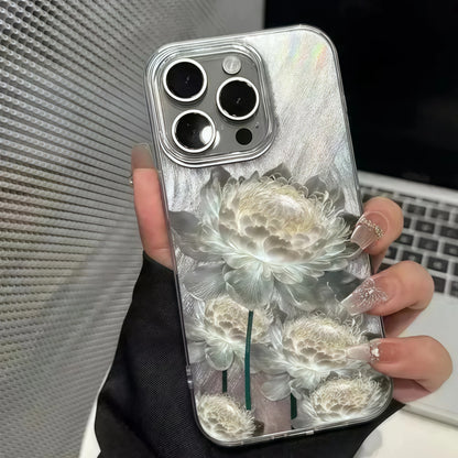 Five Golden Lotus Pattern Phone Case Iphone 11 13 14 15 16 Pro Max 7 8 Plus X Xs Xr 16e Feather