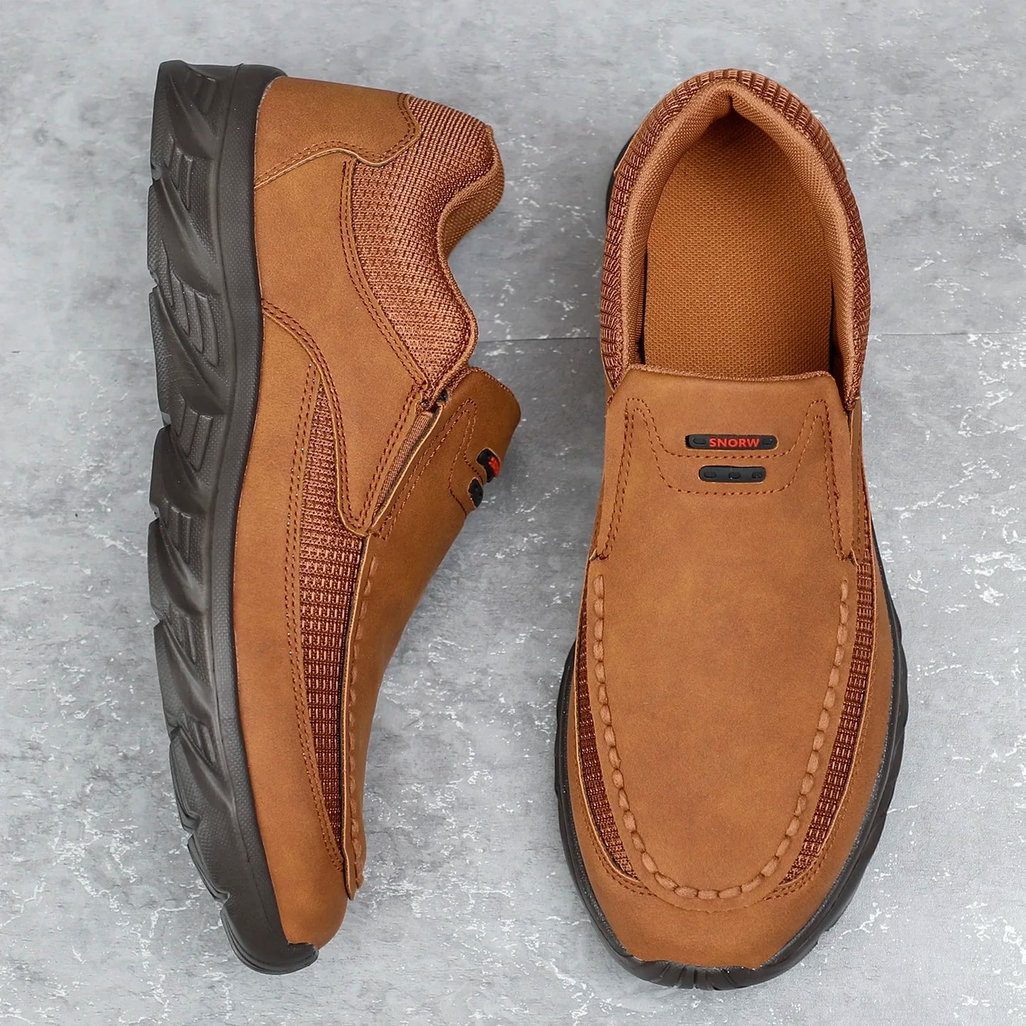 Men's Leather Slip-On Loafers – Breathable Casual Flat Shoes