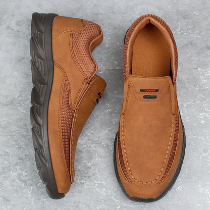 Men's Leather Slip-On Loafers – Breathable Casual Flat Shoes