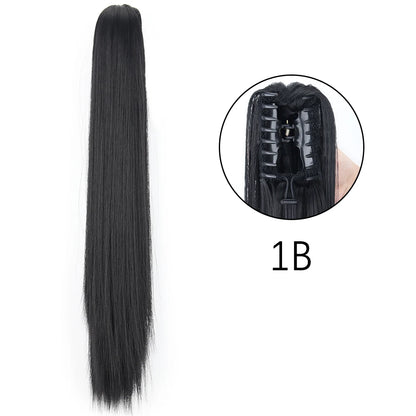 Synthetic Long Straight Claw Clip Ponytail Hair Extensions 24inch Heat Resistant Pony Tail Piece