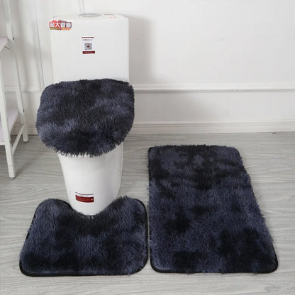 Bathroom Rug Set 3-Piece – Fluffy Bath Mat, Contour Mat & Toilet Seat Cover