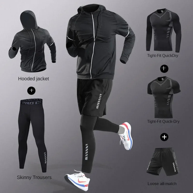 Men's Quick-Dry Compression Fitness Set – 3 to 7 Piece Running Suit