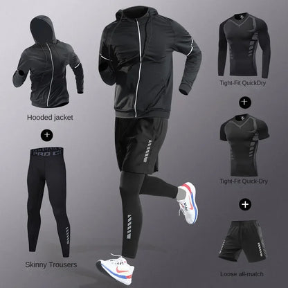 Men's Quick-Dry Compression Fitness Set – 3 to 7 Piece Running Suit