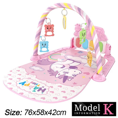 Baby Fitness Stand Music Play Gym Activity Toys Newborn Piano Crawling Blanket Pedal Game Pad Early
