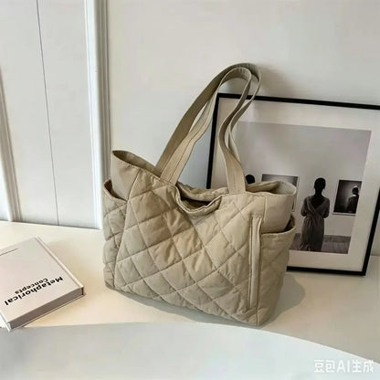 Quilted Tote Bag – Large Capacity Shoulder Bag for Women
