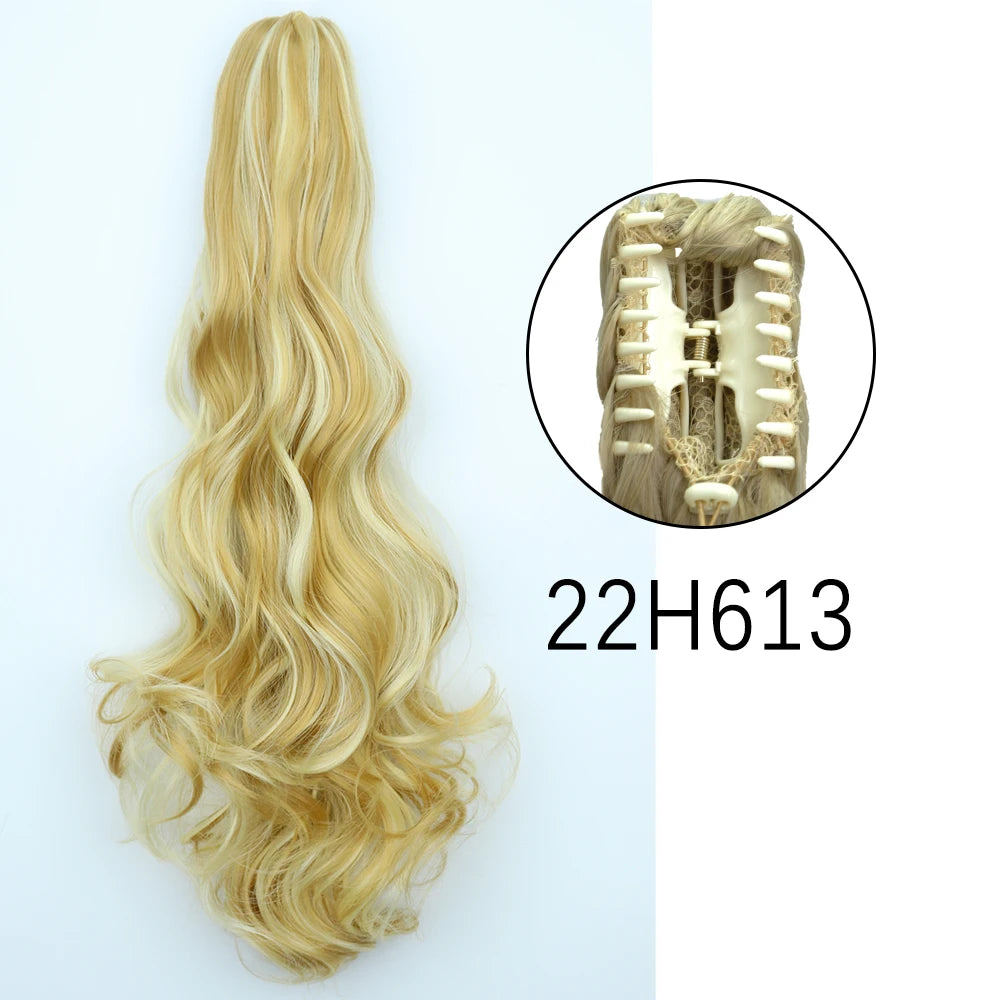 Synthetic Long Straight Claw Clip Ponytail Hair Extensions 24inch Heat Resistant Pony Tail Piece
