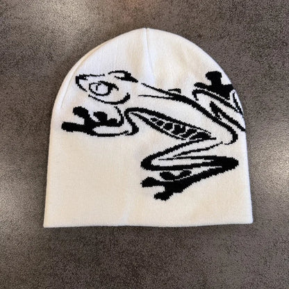 Tree Frog Print Beanie – Unisex Stretchy Knit Skull Cap