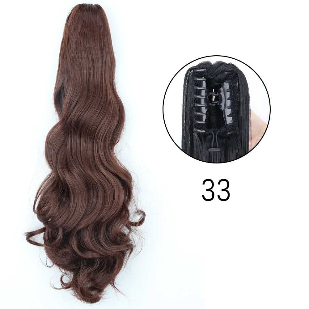 Synthetic Long Straight Claw Clip Ponytail Hair Extensions 24inch Heat Resistant Pony Tail Piece