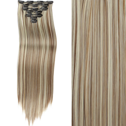 Clip-In Hair Extensions 7pcs 16 Clips Wavy Synthetic 24 Inch