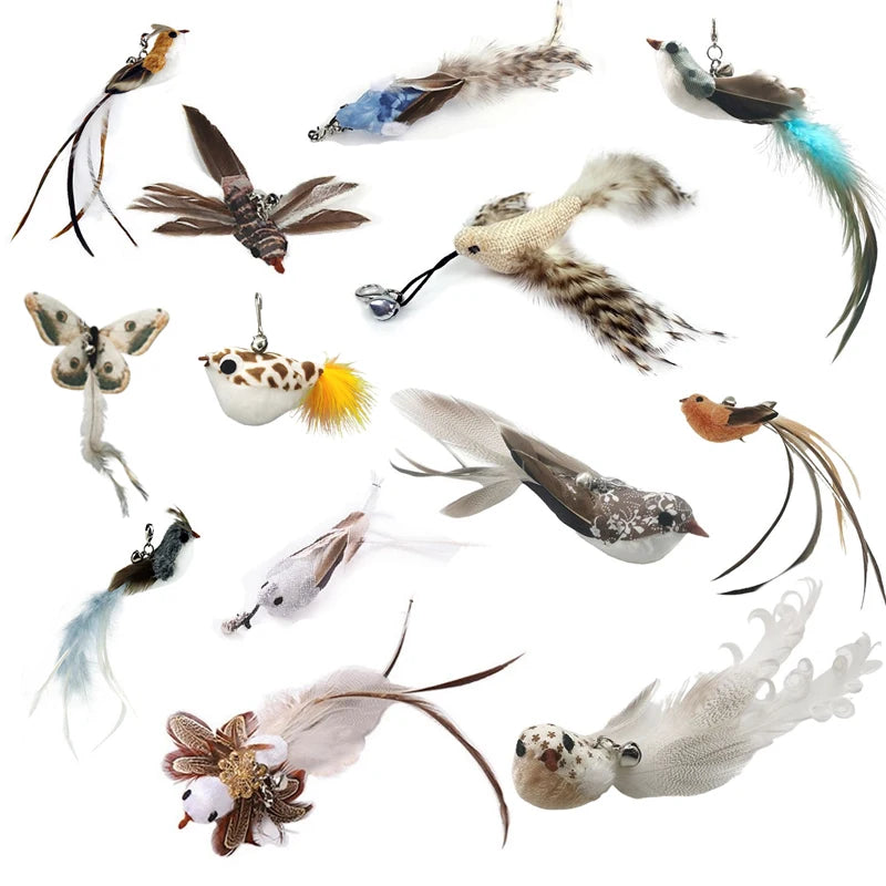 Suction Cup Bird Feather Cat Wand Toy – Interactive Kitten Hunting Toy with Bell