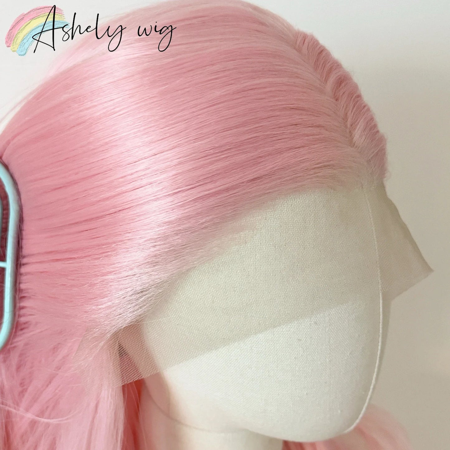 Light Pink Wig Women 13x4 Lace Front 26inch Long Straight Synthetic Wigs Soft Natural Heat-Resistant