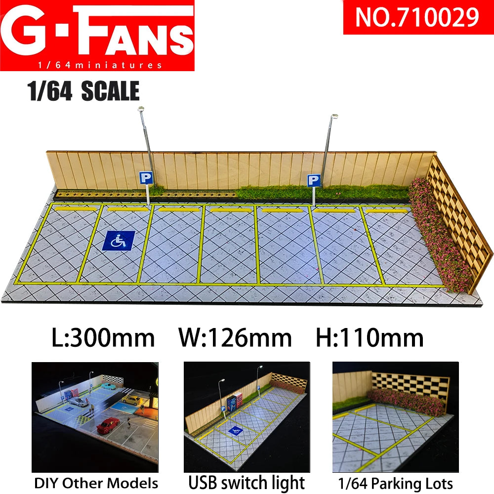 G-Fans 1/64 Scale Parking Lot Diorama Scene with LED Light