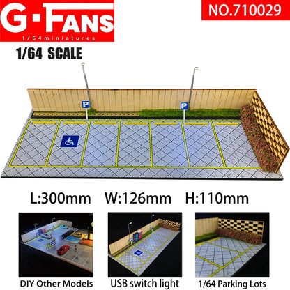 G-Fans 1/64 Scale Parking Lot Diorama Scene with LED Light