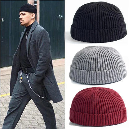 Solid Color Knit Beanie for Men & Women – Warm Winter Skull Cap
