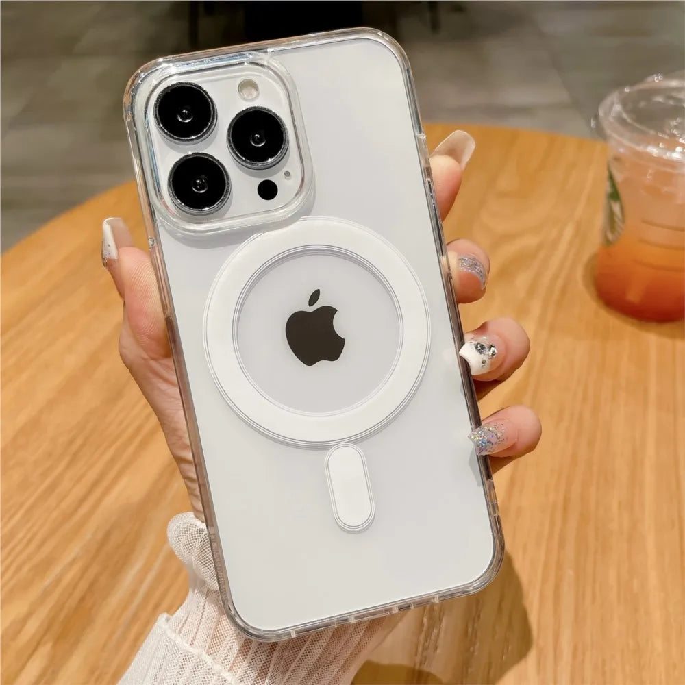 Magesafe Magnetic Transparent Wireless Charge Case Iphone 11 12 13 14 15 16 Pro Max Plus Mini