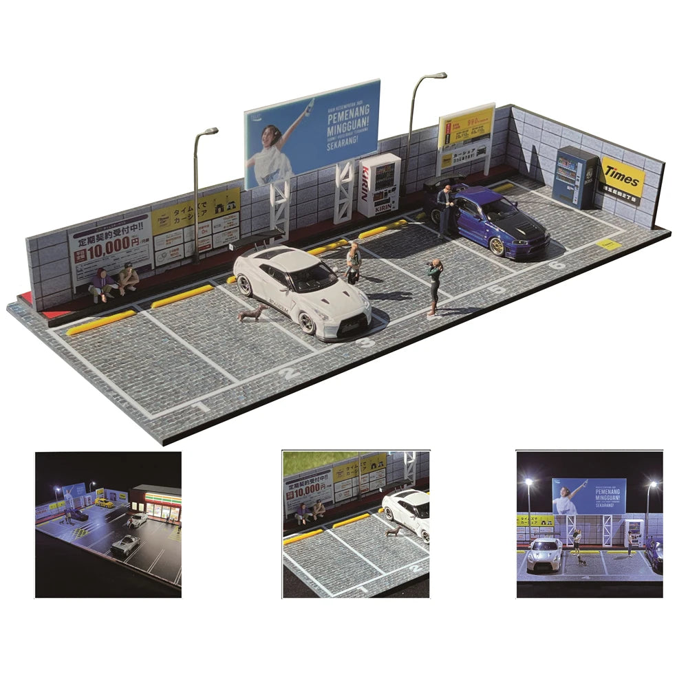 G-Fans 1/64 Scale Parking Lot Diorama Scene with LED Light