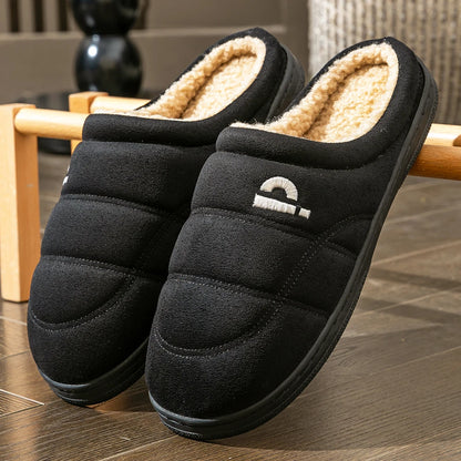 Men's Suede Winter Slippers Memory Foam Fleece-Lined Platform